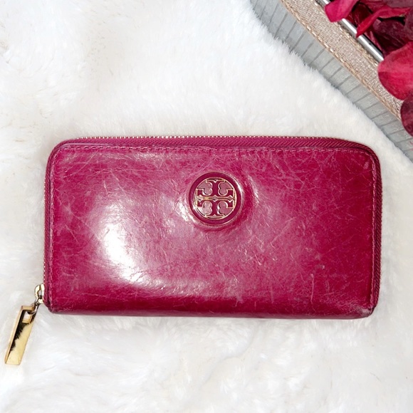 TORY BURCH Raspberry Leather Zip Wallet - Picture 8 of 10